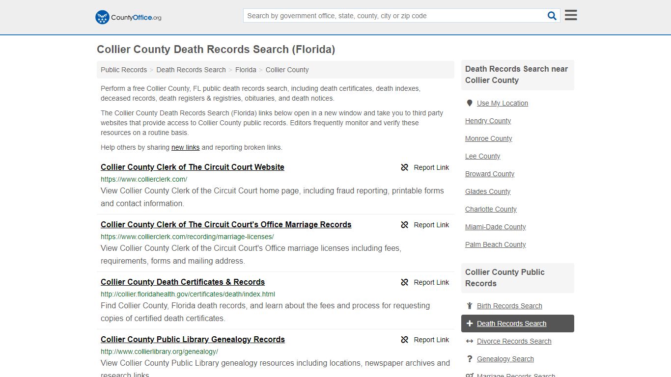 Death Records Search - Collier County, FL (Death ...